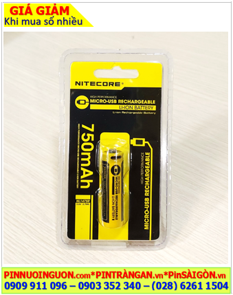 Nitecore NL1475R; Pin sạc 14500 Lithium 3.7v Nitecore NL1475R AA750mAh 2.7Wh /Thân có cổng sạc USB-Type C